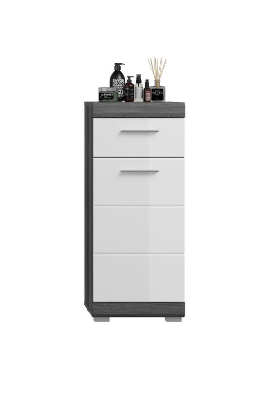 Standschrank I Modell TK15 I Design: Hochglanzfronten mit Absetzung in Rauchsilber