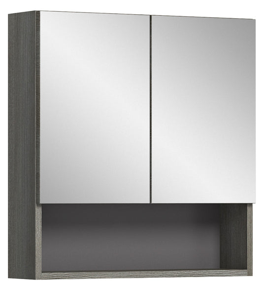 TK72 Spiegelschrank (B/H/T: 60x63x16 cm) in Rauchsilber Nachbildung