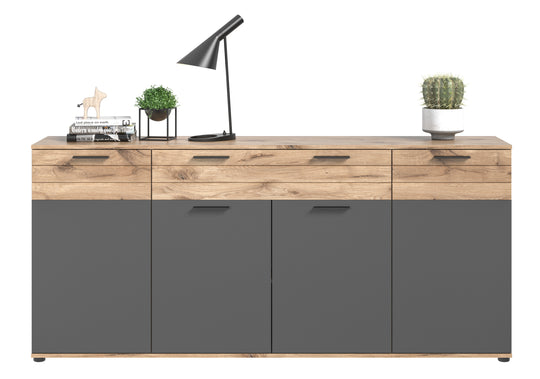 TK8 Sideboard (B/H/T: 200x91x40 cm) in Nox Oak Nachbildung und Basalt grau Nachbildung