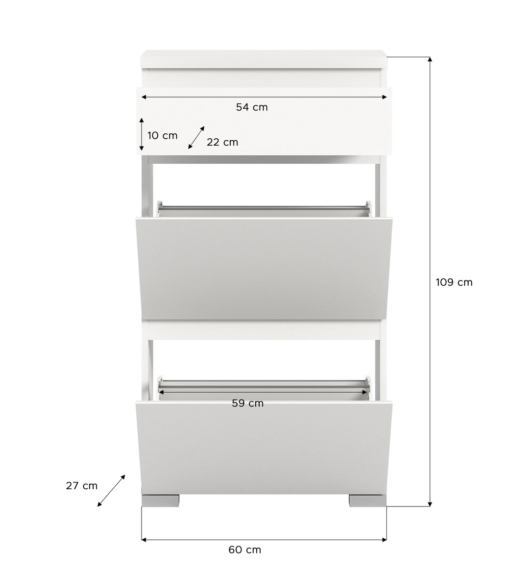 TK70 Schuhschrank (B/H/T: 60x109x27 cm) in weiß Nachbildung