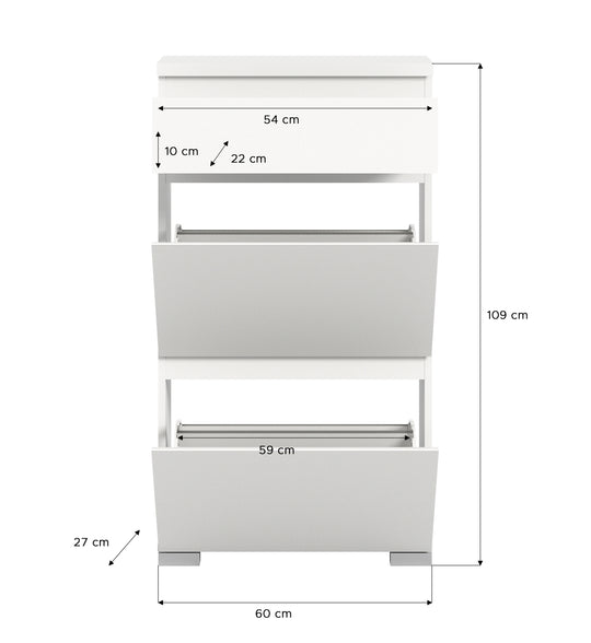 TK70 Schuhschrank (B/H/T: 60x109x27 cm) in weiß Nachbildung