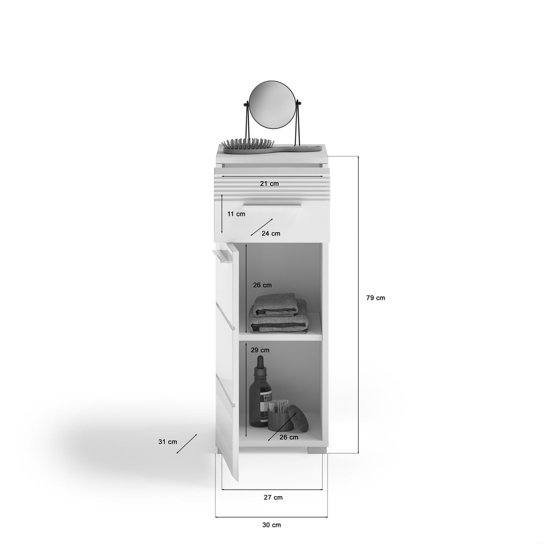 Standschrank I Modell TK7 I Design: Hochglanzfronten mit vertikaler Rillen-Akzentuierung