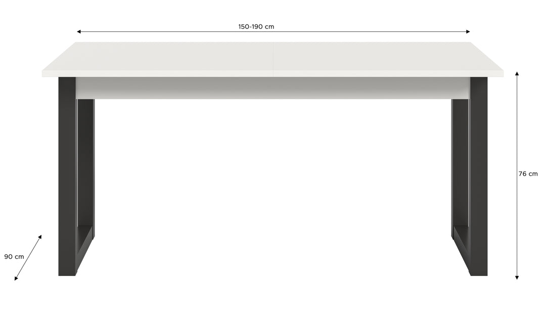 TK69 Ausziehbarer Esstisch (B/H/T): 150-190x76x90 in weiß NB und grau NB