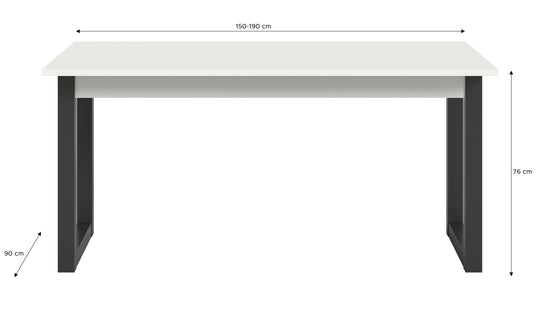 TK69 Ausziehbarer Esstisch (B/H/T): 150-190x76x90 in weiß NB und grau NB