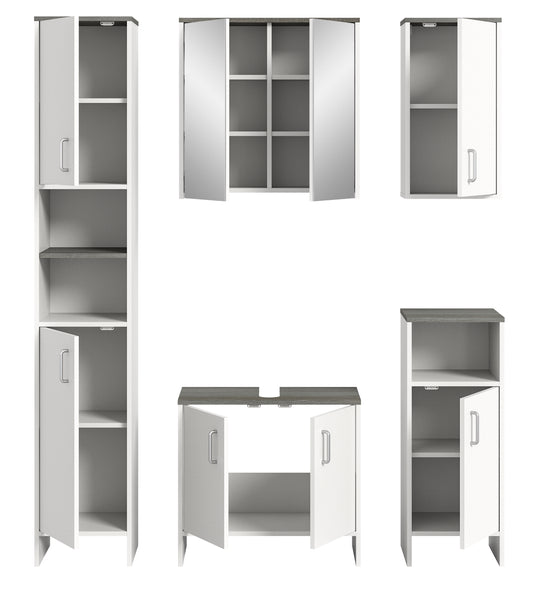 TK52 Badkombination (B/H/T: 154x180x28 cm) in weiß Nachbildung