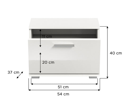 TK61 Sitzbank (B/H/T: 55x40x37 cm) in weiß Nachbildung und weiß Hochglanz