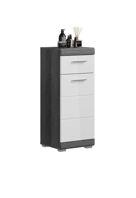 Standschrank I Modell TK15 I Design: Hochglanzfronten mit Absetzung in Rauchsilber