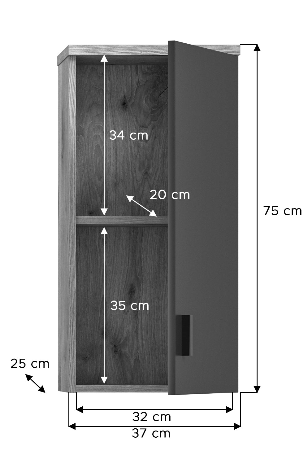 TK42 Badkombinstion (B/H/T: 140x192x48 cm) in Nox Oak Nachbildung und Nox Oak tiefzieh