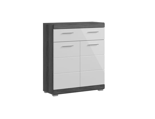 Standschrank I Modell TK15 I Design: Hochglanzfronten mit Absetzung in Rauchsilber