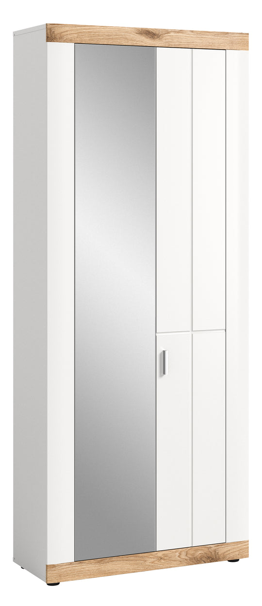 TK49 Garderobenschrank (B/H/T: 77x193x37 cm) in weiß Nachbildung und weiß matt tiefzieh