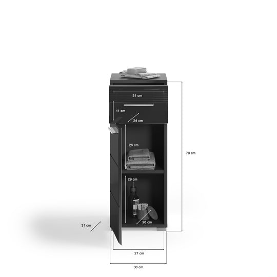 Standschrank I Modell TK7 I Design: Hochglanzfronten mit vertikaler Rillen-Akzentuierung