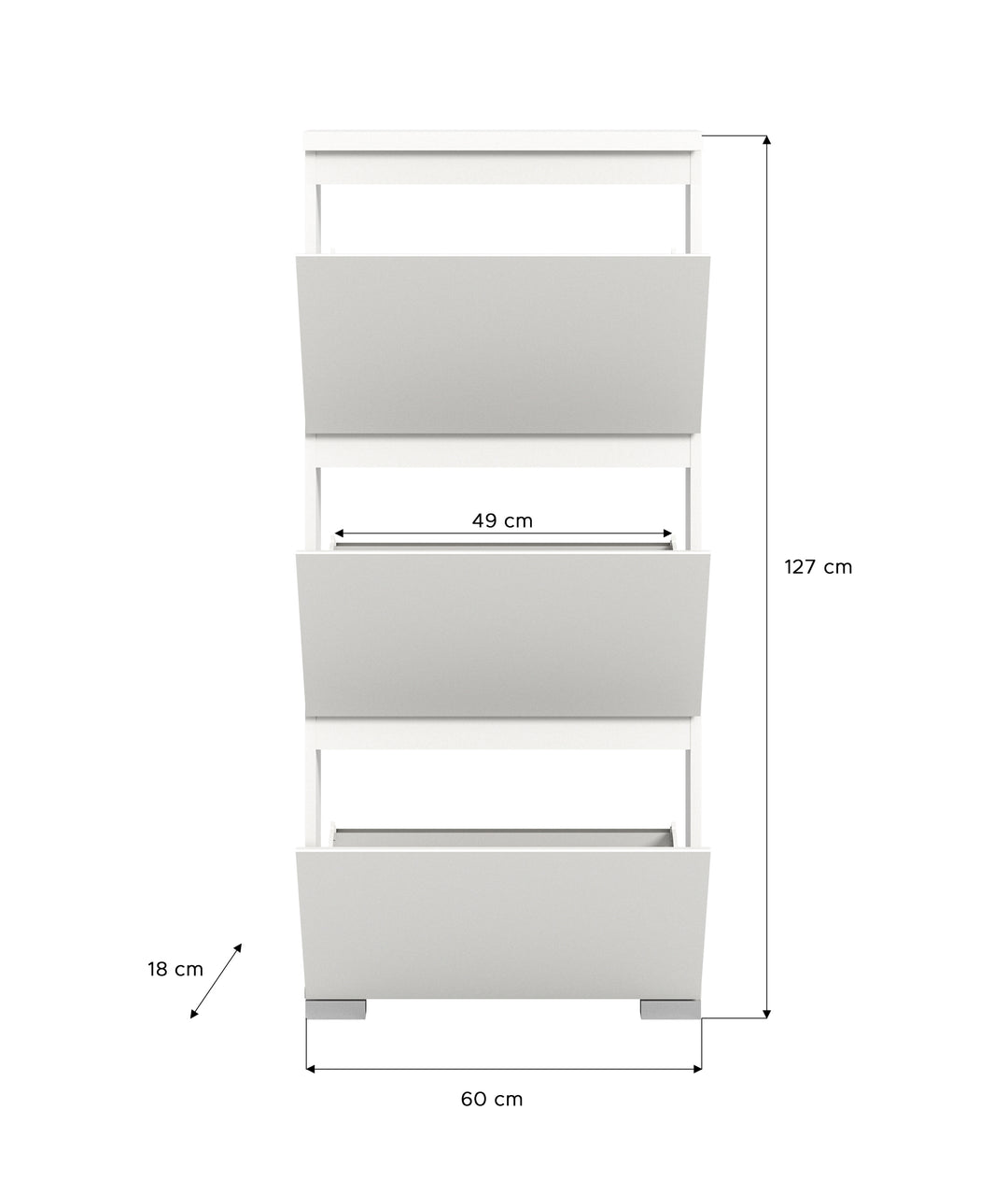 TK70 Schuhschrank (B/H/T: 60x130x18 cm) in weiß Nachbildung und Absetzung Industrial grau