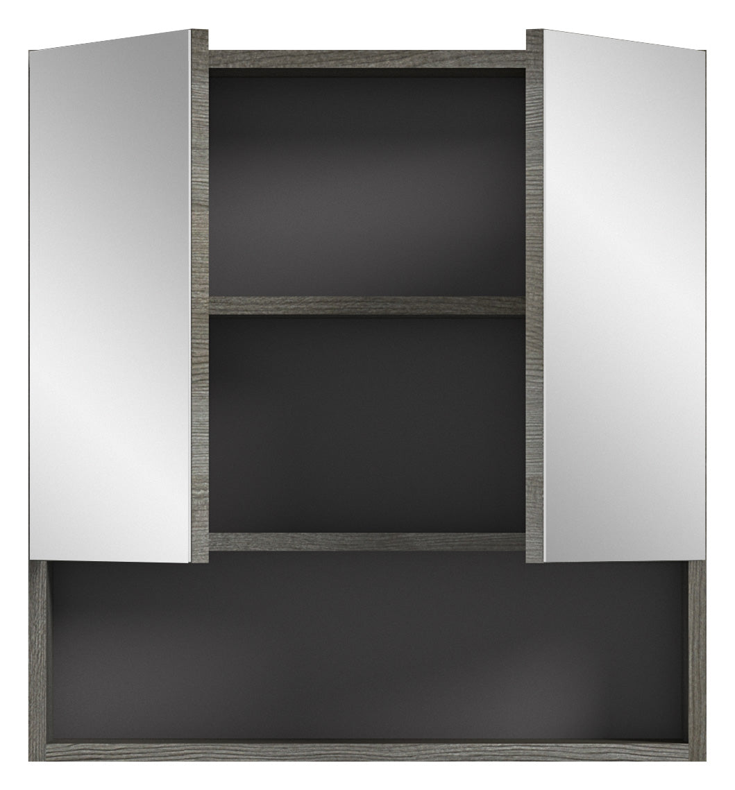 TK72 Spiegelschrank (B/H/T: 60x63x16 cm) in Rauchsilber Nachbildung