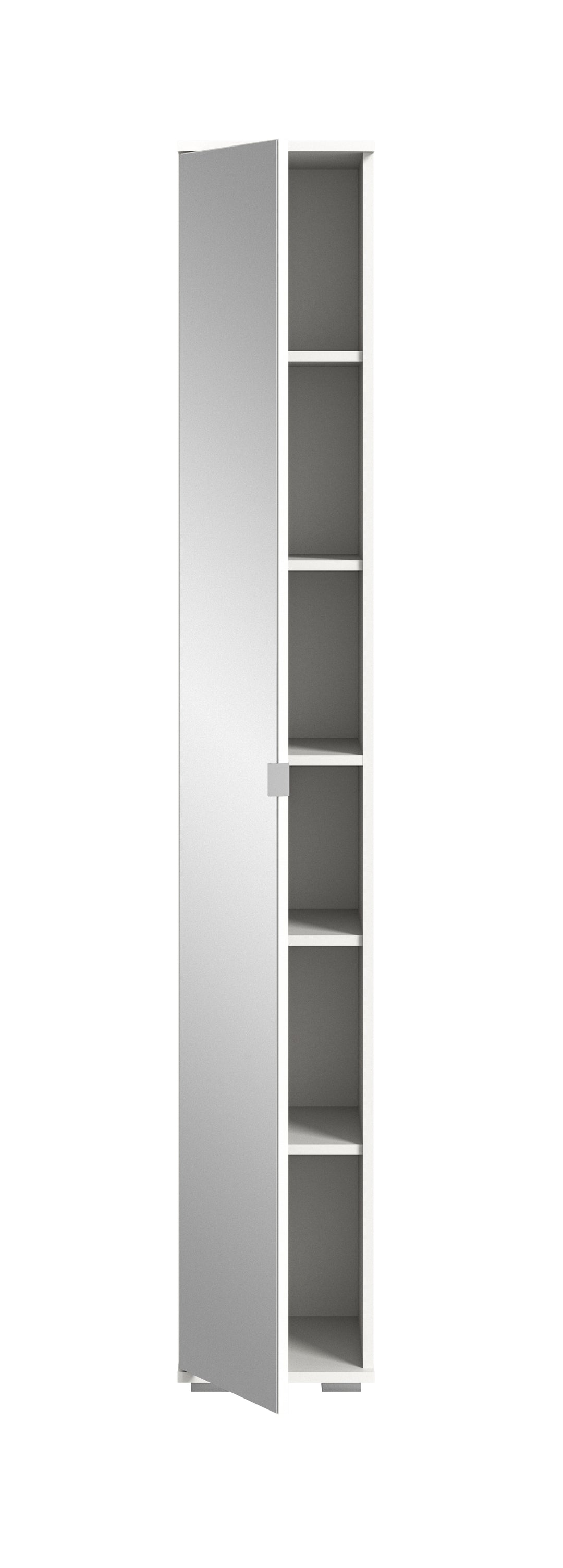 TK61 Spiegelschrank (B/H/T: 30x191x37 cm) in weiß Nachbildung und Spiegelfront