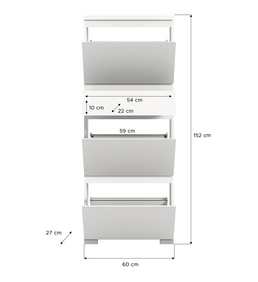 TK70 Schuhschrank (B/H/T: 60x151x27 cm) in weiß Nachbildung