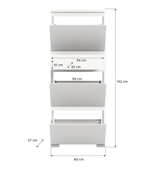 TK70 Schuhschrank (B/H/T: 60x151x27 cm) in weiß Nachbildung