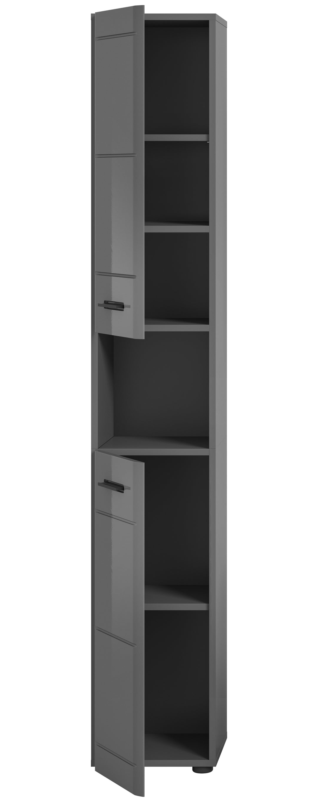 TK75 Hochschrank (B/H/T: 30x180x30 cm) in grau Nachbildung und grau Hochglanz tiefzieh