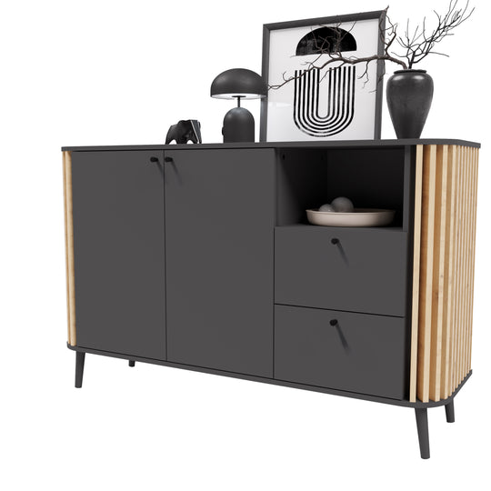 TK63 Sideboard (B/H/T: 138x87,5x40 cm) in grau Nachbildung und Artisan Eiche