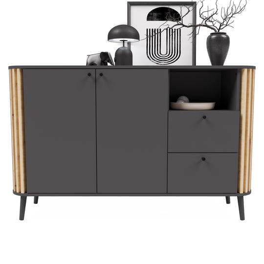 TK63 Sideboard (B/H/T: 138x87,5x40 cm) in grau Nachbildung und Artisan Eiche