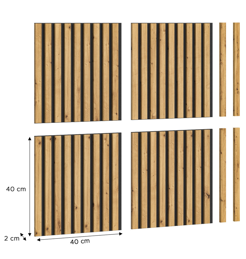 TK71 Akustikpaneel 4er Set (B/H/T: 40x40x2 cm) in anthrazit und Artisan Eiche Nachbildung