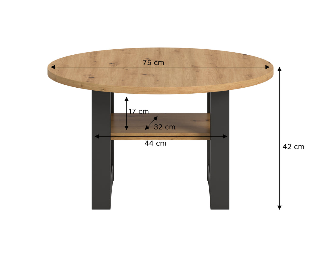 TK69 Couchtisch (B/H/T): 75x42x75 in Artisan Eiche NB und grau NB