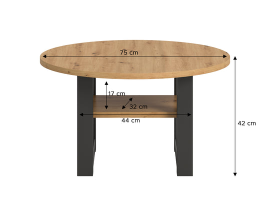 TK69 Couchtisch (B/H/T): 75x42x75 in Artisan Eiche NB und grau NB