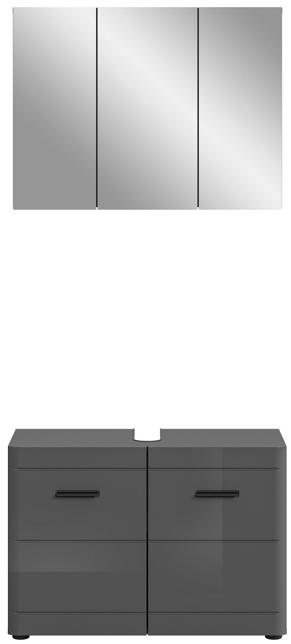 TK75 Badkombination (B/H/T: 80x190x34 cm) in grau Nachbildung und grau Hochglanz tiefzieh