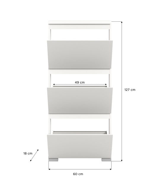 TK70 Schuhschrank (B/H/T: 60x130x18 cm) in weiß Nachbildung