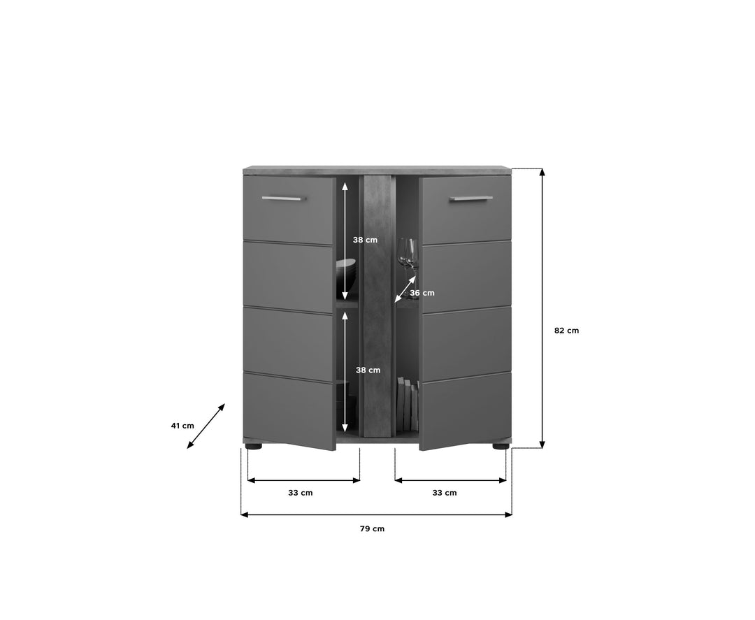 TK2 Kommode (B/H/T: 79x82x41 cm) in Matera Nachbildung und grau matt tiefzieh