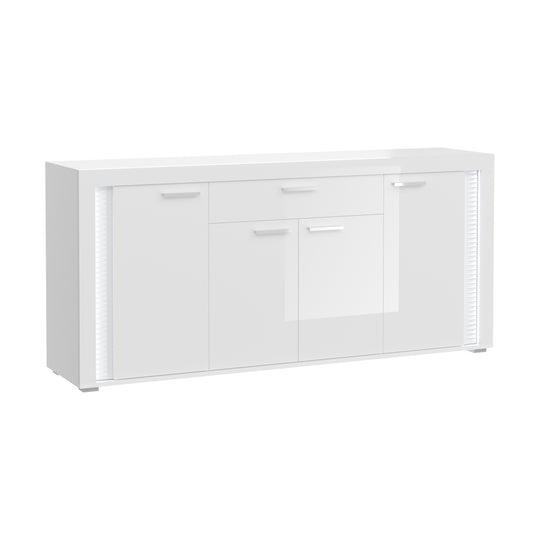 TK73 Sideboard (B/H/T: 182x84x42 cm) in weiß und weißer Hochglanzfront mit vertikaler Frontbeleuchtung