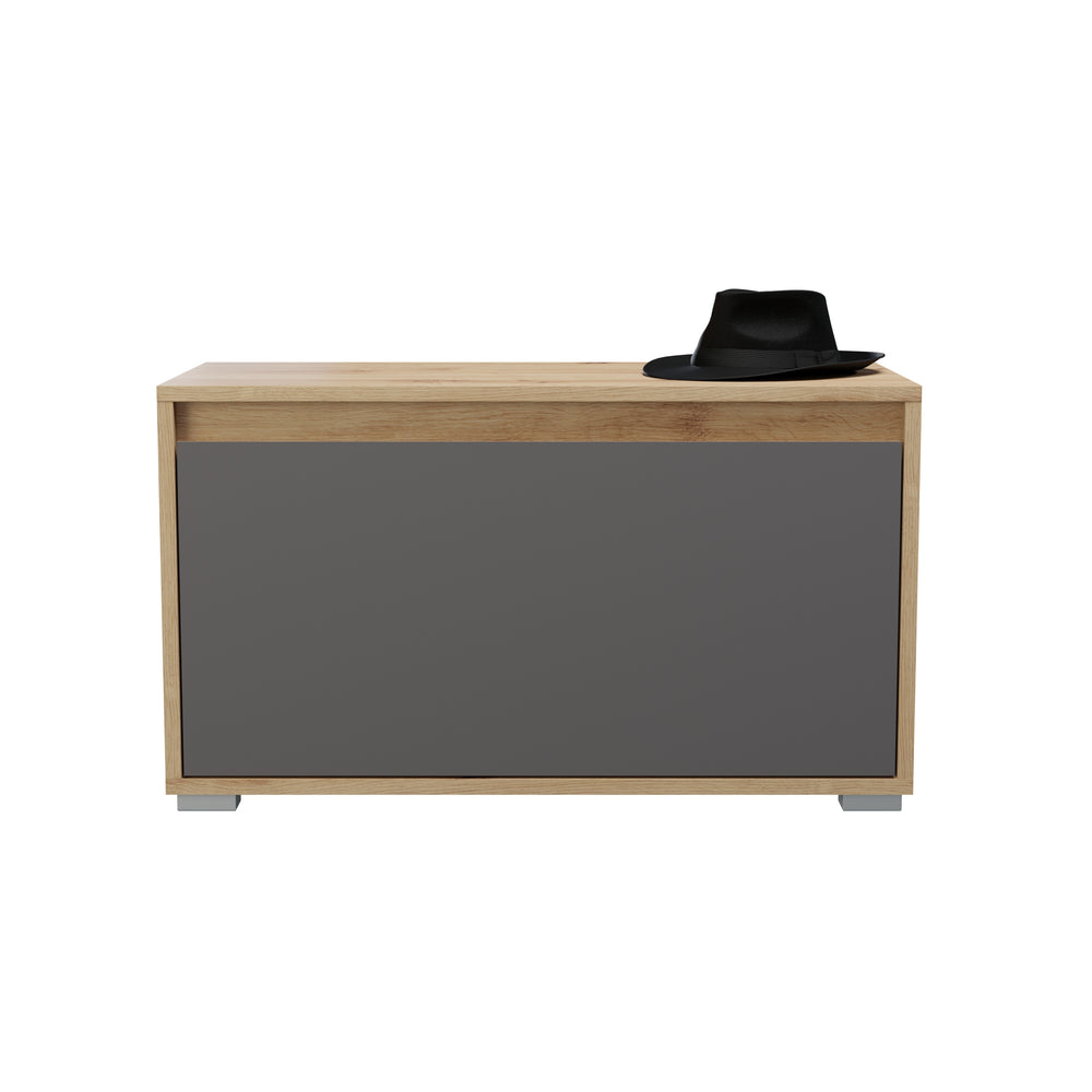 Sitzbank I Modell TK18 I Design: Moderne Farbkombination Korpus Eiche / Front Grau mit Absetzung der Front in Eiche