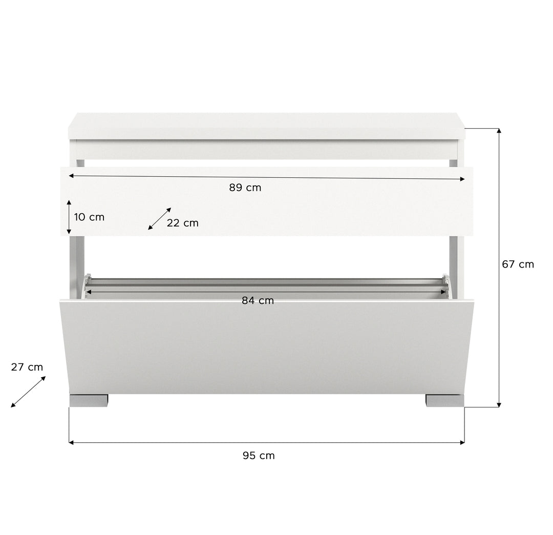 TK70 Schuhschrank (B/H/T: 95x67x27 cm) in weiß Nachbildung