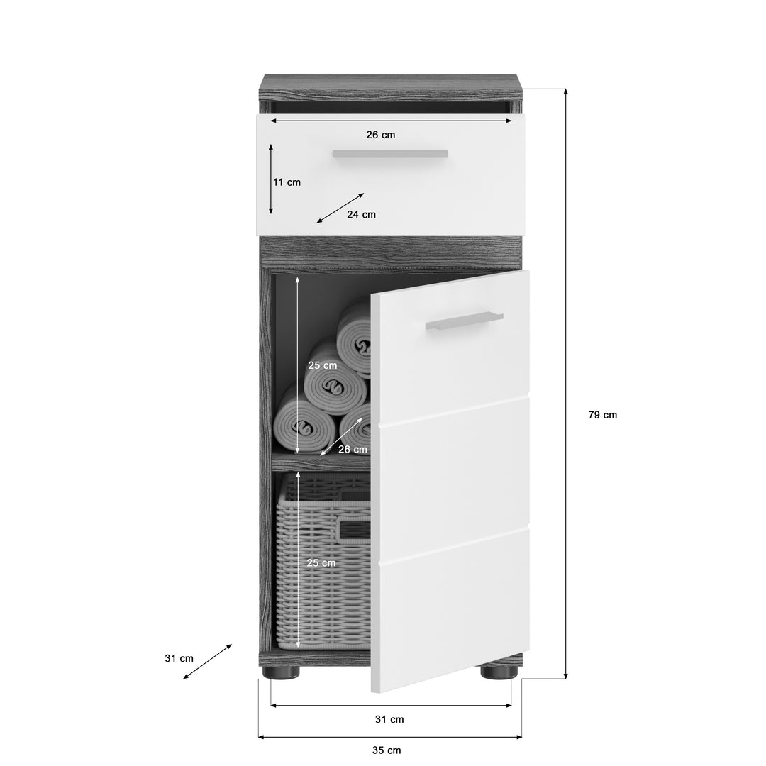 Standschrank I Modell TK2 I Design: Hochglanzfronten mit hochwertiger Absetzung in Rauchsilber NB