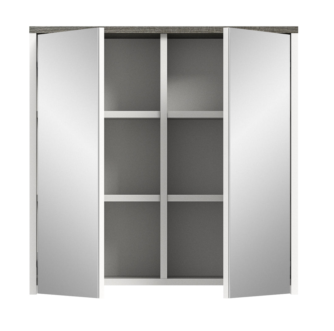 TK52 Spiegelschrank (B/H/T: 60x60x21 cm) in weiß Nachbildung und Spiegelfront