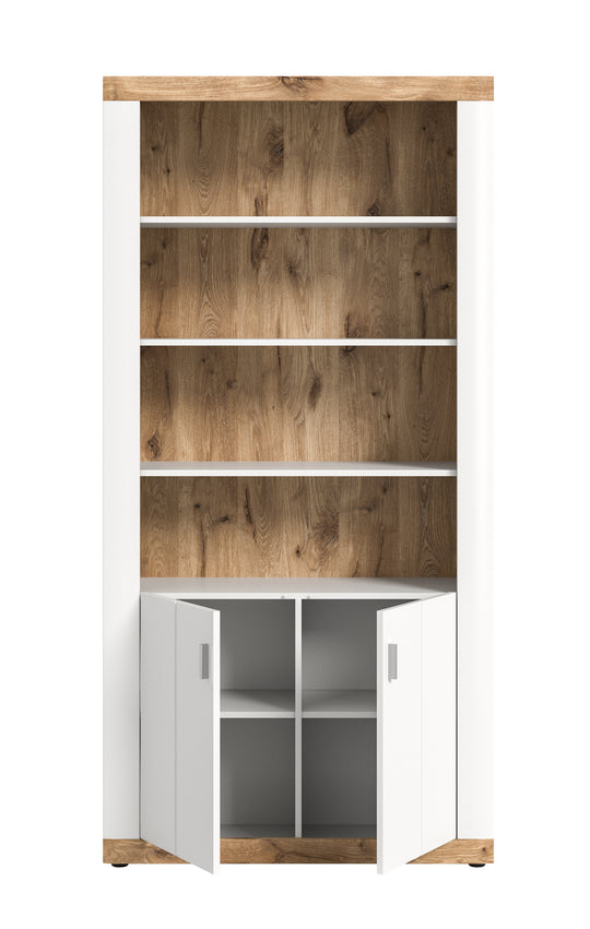 TK49 Stauraumshelf (B/H/T: 101x204x37,5 cm) in weiß Nachbildung und weiß matt tiefzieh