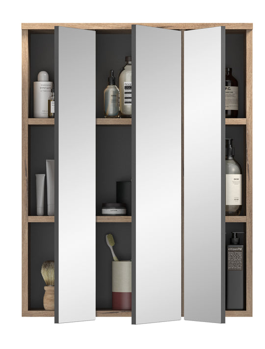 Spiegelschrank I Modell TK8 I Design: hochwertige Spiegelfront mit Korpus in Nox Oak