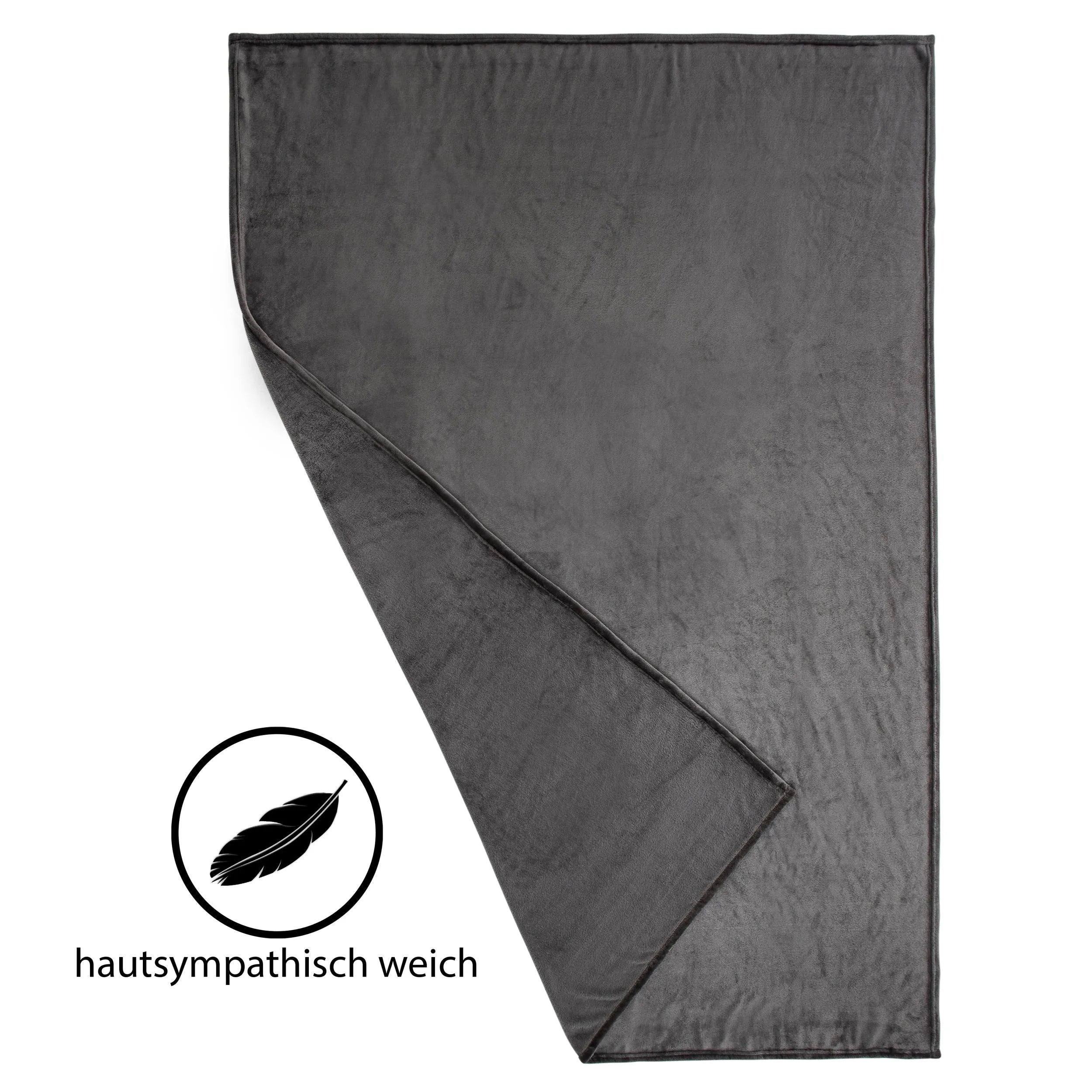 99044 Hometex Premium Textiles Cashmere Touch Kuscheldecke | Hochflor-Flausch Sofadecke | Kuschelig weich & hautsympatisch | 150 x 200 cm Dunkelgrau