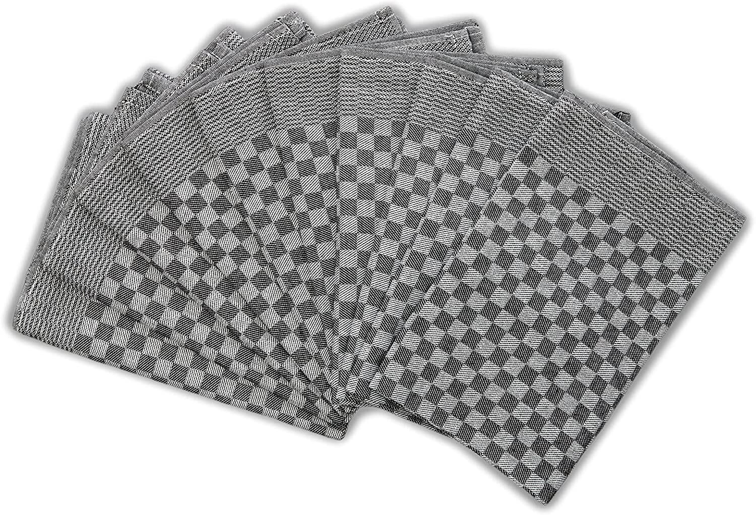 10 Stück Zwirn Geschirrtücher Set - Schwarz  50x70 cm