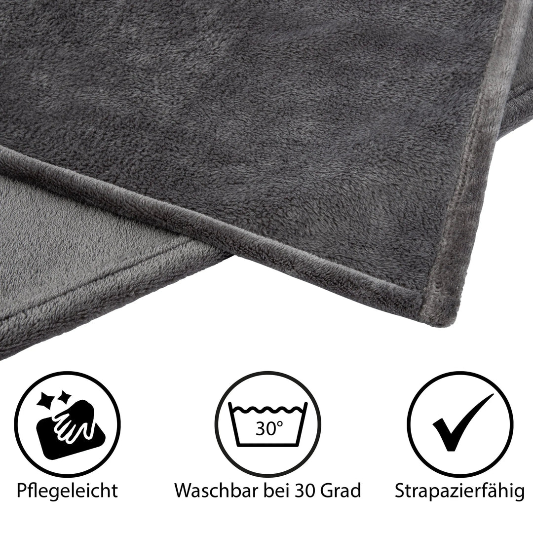 99044 Hometex Premium Textiles Cashmere Touch Kuscheldecke | Hochflor-Flausch Sofadecke | Kuschelig weich & hautsympatisch | 150 x 200 cm Dunkelgrau