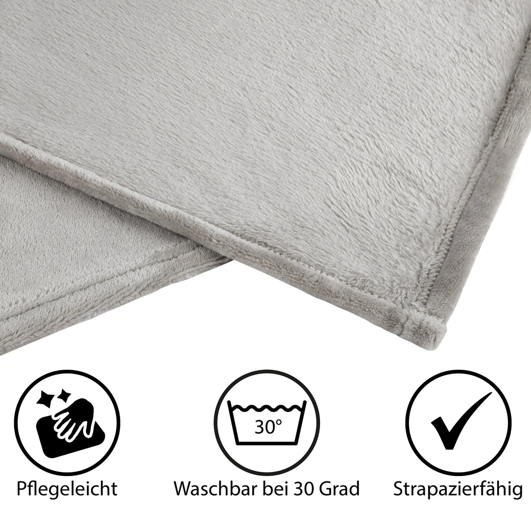 Cashmere Touch Kuscheldecke | 180 x 220 cm Hellgrau