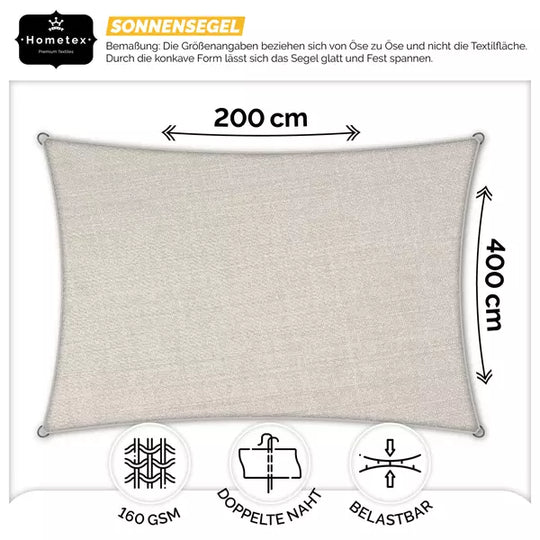 rechteckiges Sonnensegel 2×4M Cream