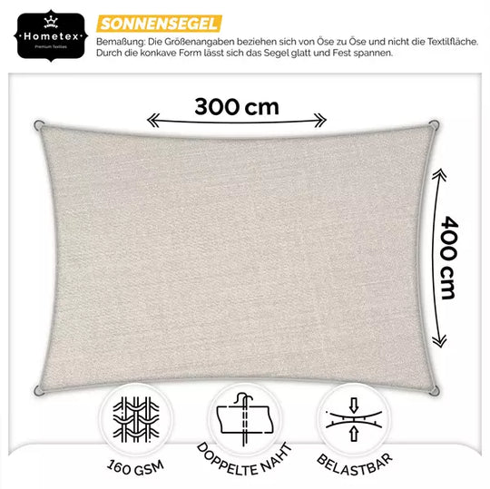 rechteckiges Sonnensegel 3×4M Cream