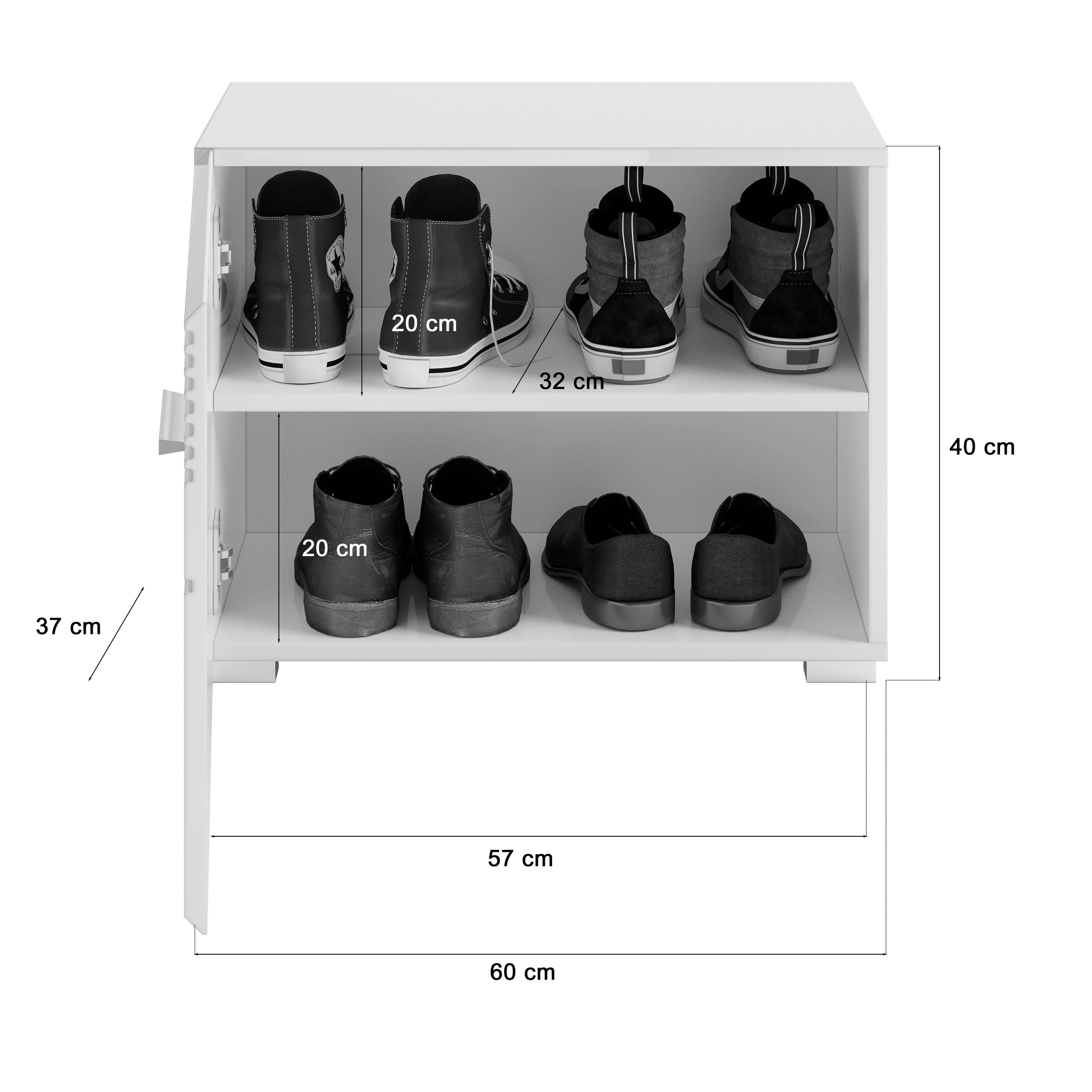 Garderobenkombination I Modell TK7 I Design: Hochglanzfronten mit vertikaler Rillen-Akzentuierung