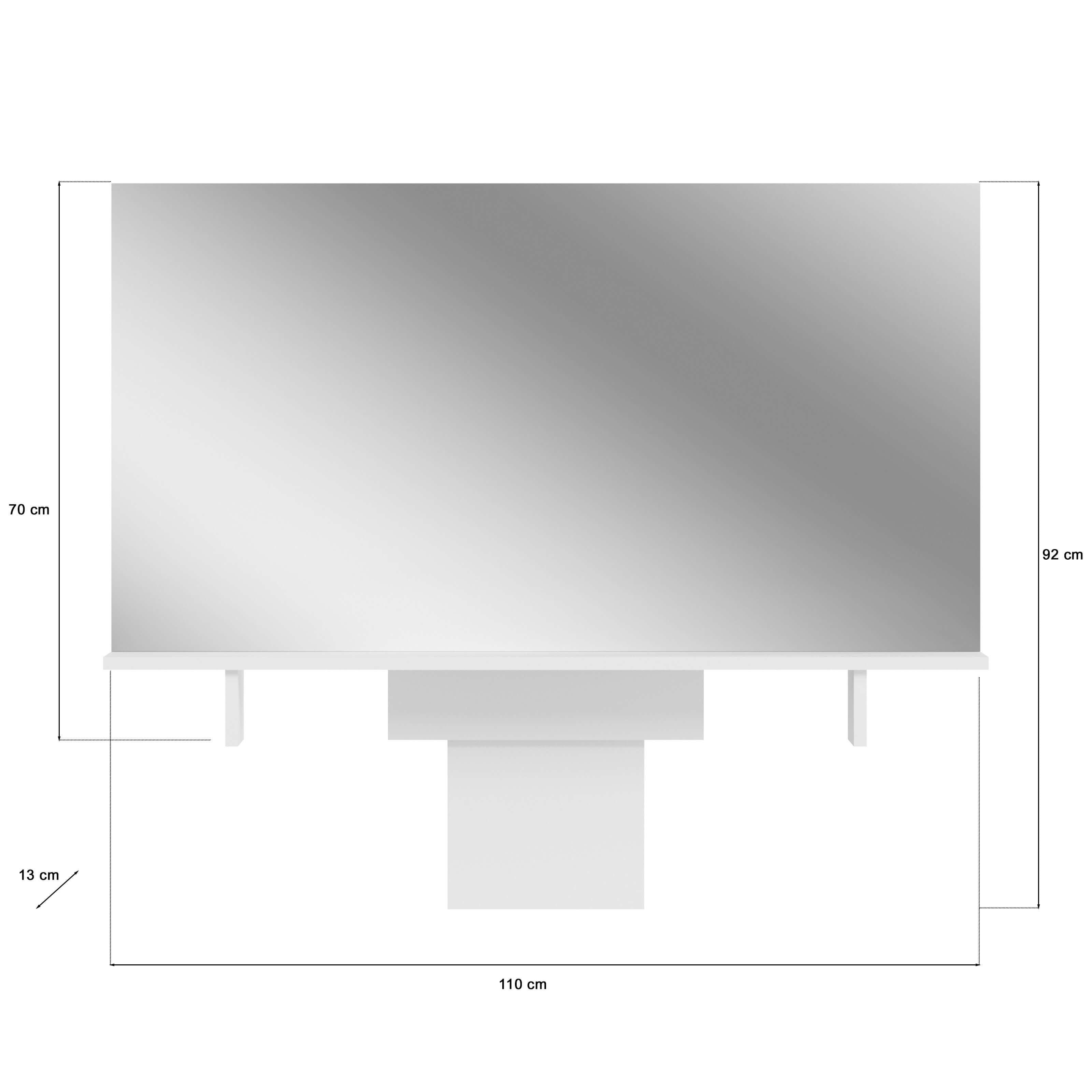 Aufsatzspiegel I Modell TK3 I Design: gradliniges Desgin, mit praktischem Ablageboden und offenen Fächern