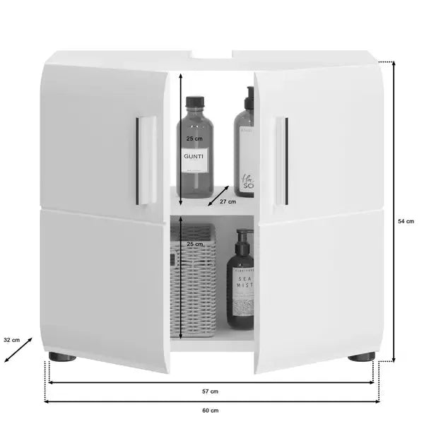 Waschbeckenunterschrank I Modell TK5 I Design: Hochglanzfronten mit vertikaler Akzentuierung