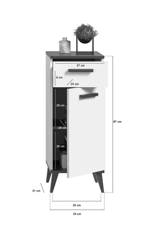 Standschrank I Modell TK14 I Design: Skandinavisches Design in moderner Farbkombination aus weiß NB und anthrazit grau NB