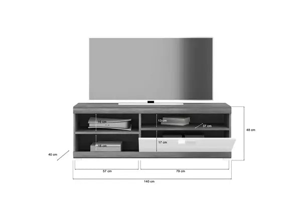 TV Element I Modell TK15 I Design: Hochglanzfronten mit Absetzung in Rauchsilber