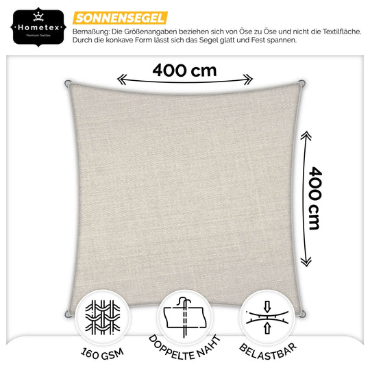 quadratisches Sonnensegel 4×4M Cream