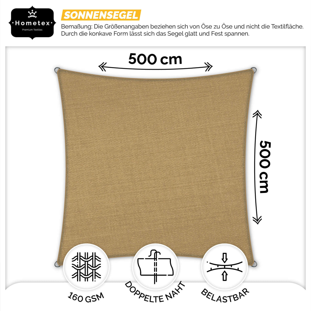 quadratisches Sonnensegel 5×5M Sand